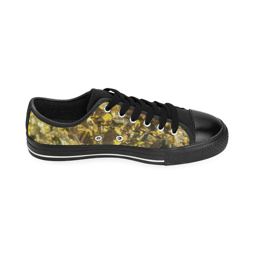 Golden stone texture Low Top Canvas Shoes for Kid (Model 018)