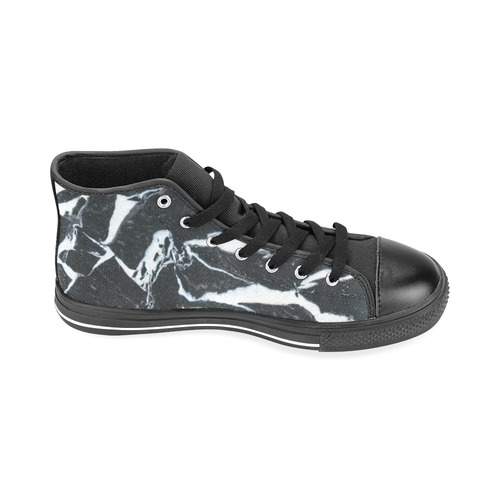 Black and white marble stone texture Men’s Classic High Top Canvas Shoes /Large Size (Model 017)