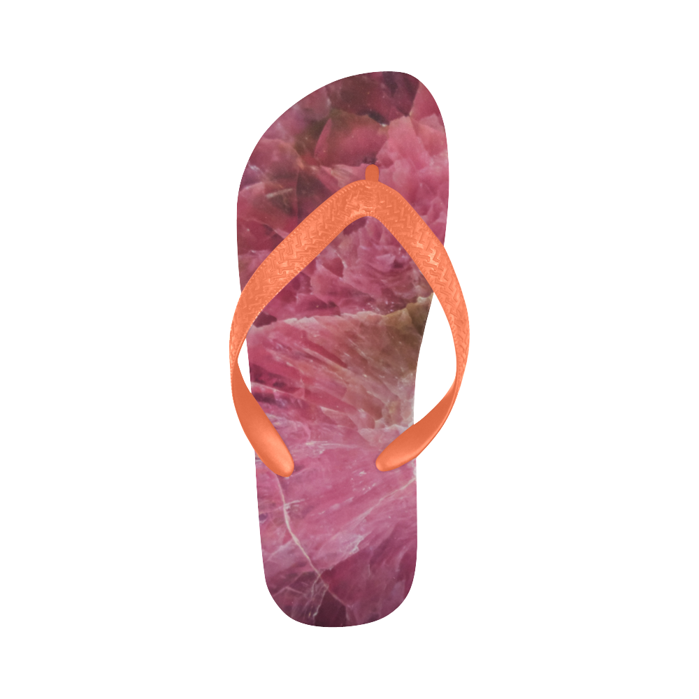 Pink and white stone texture Flip Flops for Men/Women (Model 040)