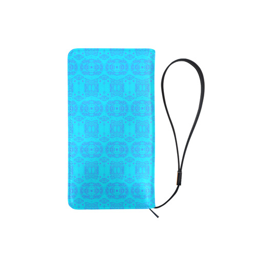 Abstract Blue and Turquoise Damask Men's Clutch Purse （Model 1638）