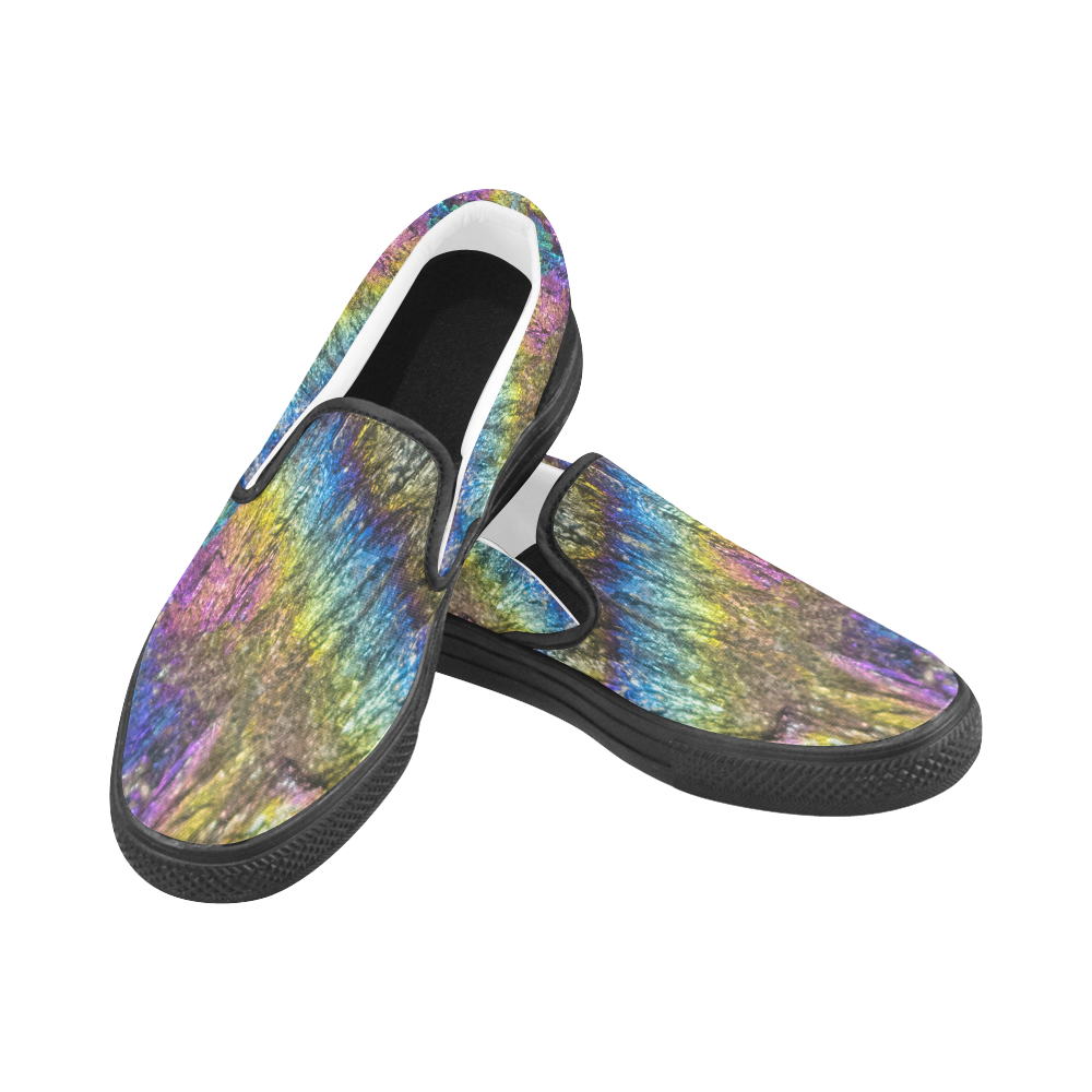 Colorful stone texture Men's Slip-on Canvas Shoes (Model 019)