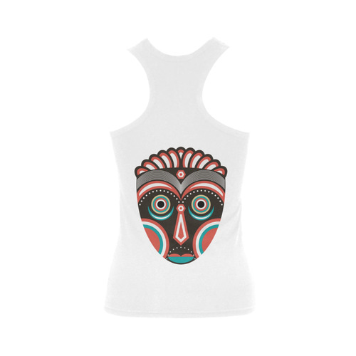 Lulua Ethnic Tribal Mask Women's Shoulder-Free Tank Top (Model T35)