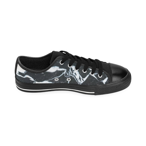 Black and white marble stone texture Men's Classic Canvas Shoes/Large Size (Model 018)