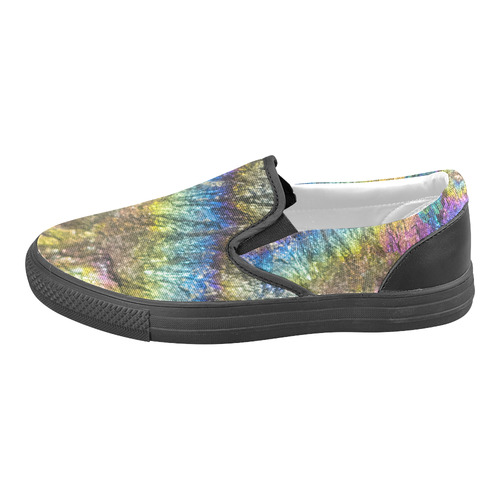 Colorful stone texture Men's Unusual Slip-on Canvas Shoes (Model 019)