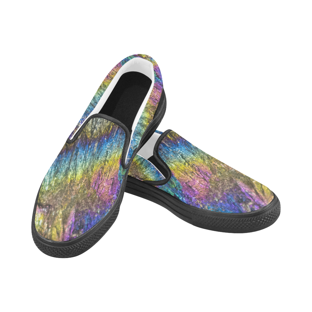Colorful stone texture Men's Unusual Slip-on Canvas Shoes (Model 019)