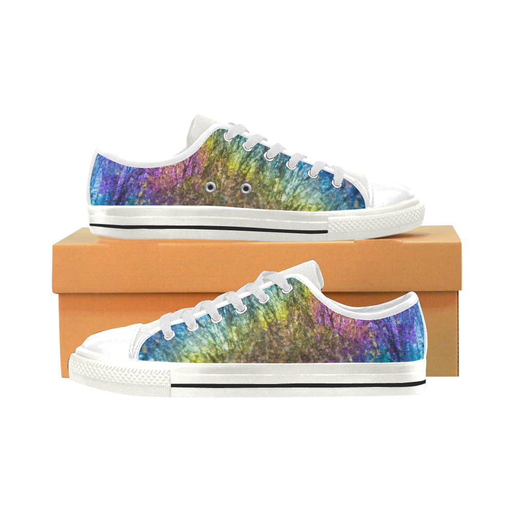 Colorful stone texture Low Top Canvas Shoes for Kid (Model 018)