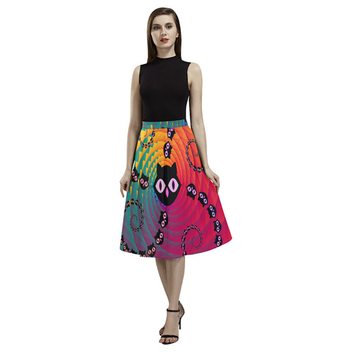 Rainbow Spiral Cats Aoede Crepe Skirt (Model D16)