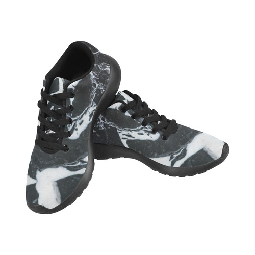 Black and white marble stone texture Men’s Running Shoes (Model 020)
