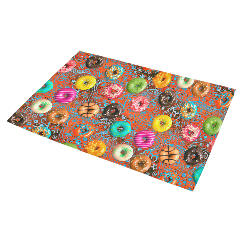 Colorful Yummy Donuts Hearts Ornaments Pattern Azalea Doormat 30" x 18" (Sponge Material)