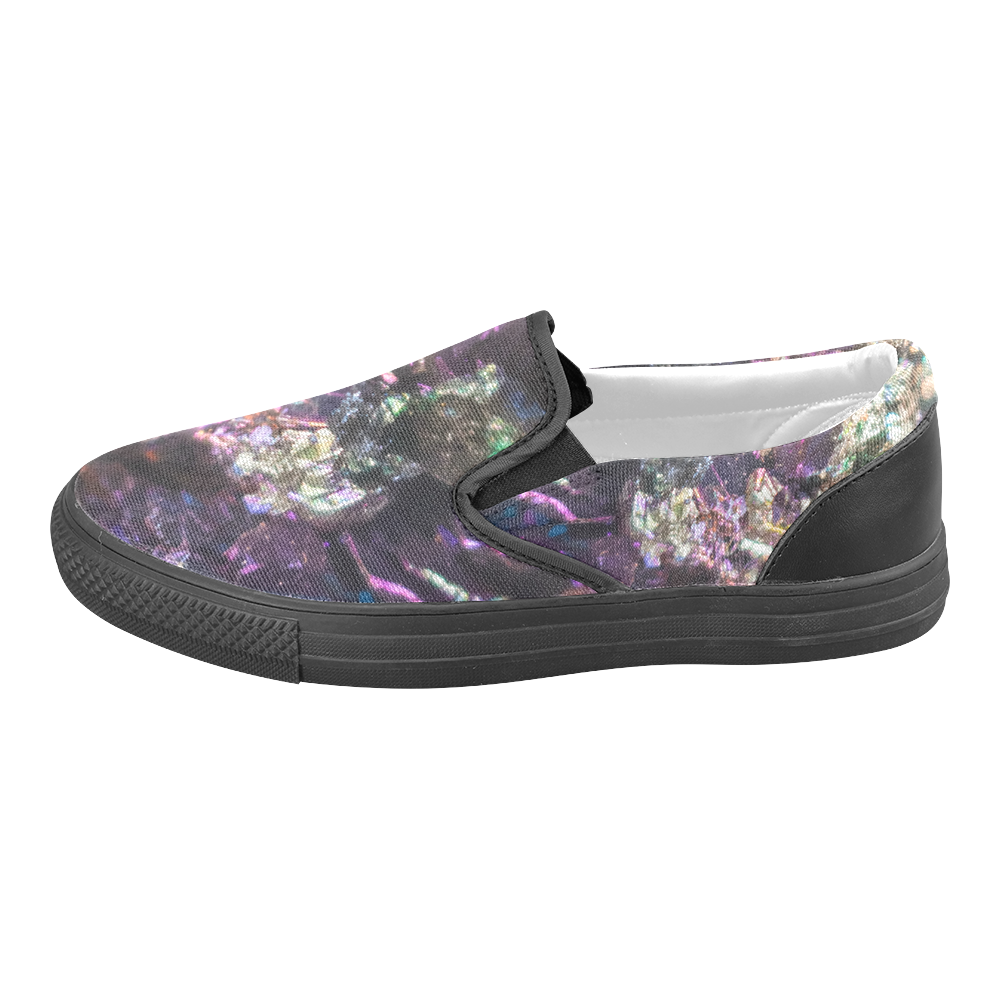Purple green and blue crystal stone texture Slip-on Canvas Shoes for Men/Large Size (Model 019)