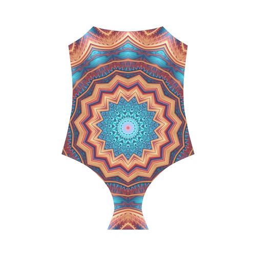Blue Feather Mandala Strap Swimsuit ( Model S05)