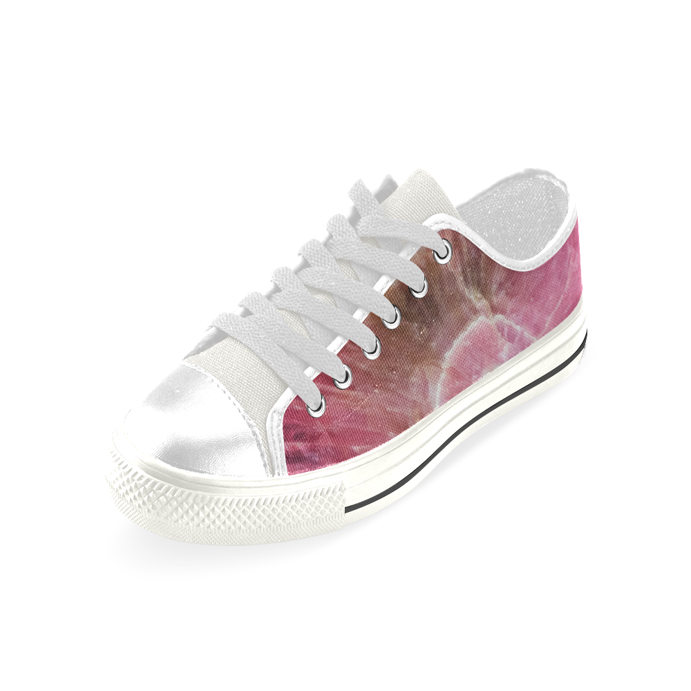 Pink and white stone texture Low Top Canvas Shoes for Kid (Model 018)