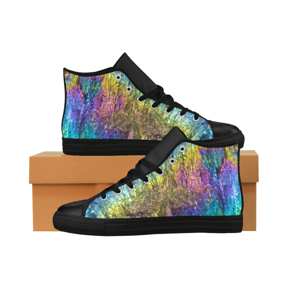 Colorful stone texture Aquila High Top Microfiber Leather Men's Shoes/Large Size (Model 032)
