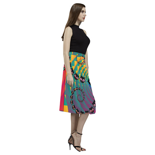 Rainbow Spiral Cats Aoede Crepe Skirt (Model D16)