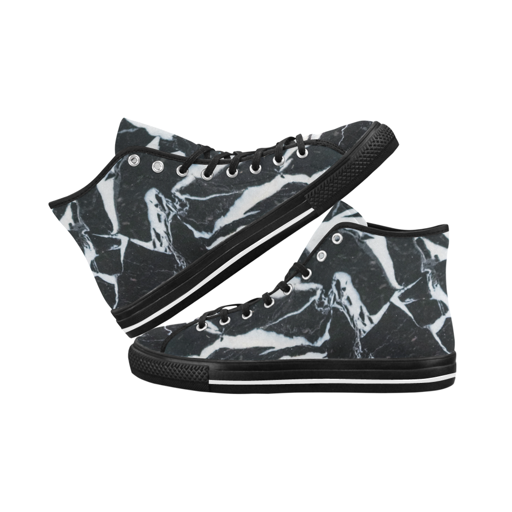 Black and white marble stone texture Vancouver H Men's Canvas Shoes/Large (1013-1)