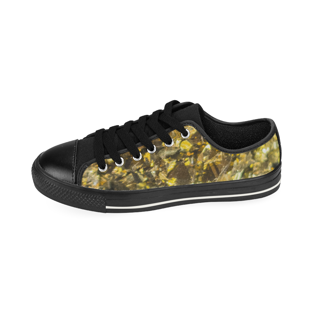 Golden stone texture Low Top Canvas Shoes for Kid (Model 018)