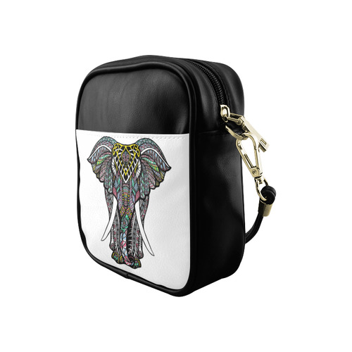 Indian Elephant Colorful Abstract Pattern Sling Bag (Model 1627)