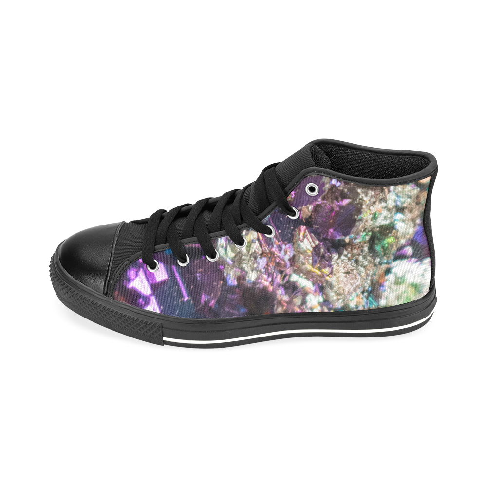 Purple green and blue crystal stone texture Men’s Classic High Top Canvas Shoes /Large Size (Model 017)