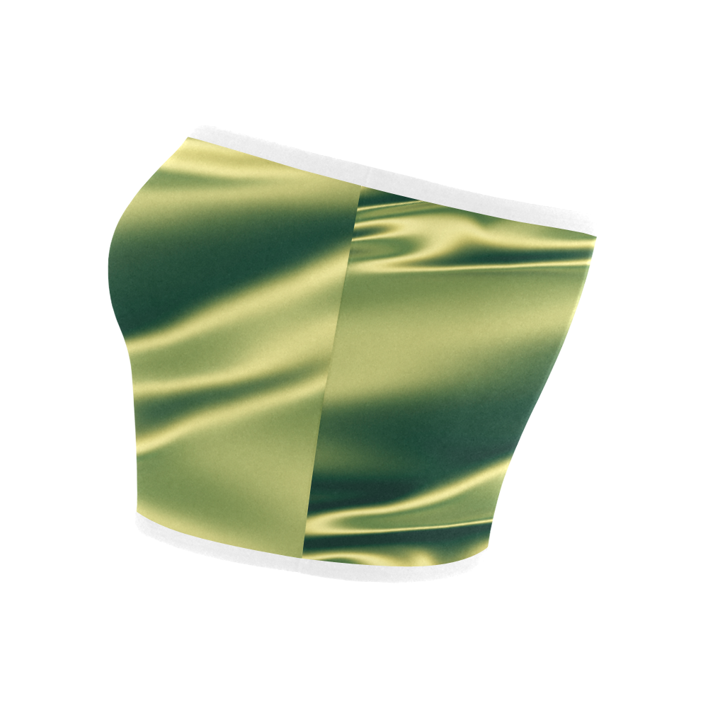 Green satin 3D texture Bandeau Top