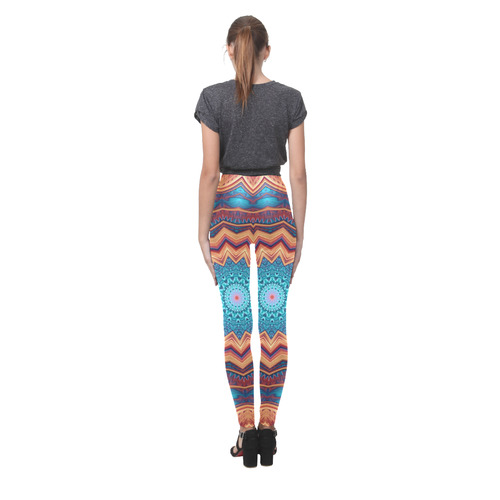 Blue Feather Mandala Cassandra Women's Leggings (Model L01)