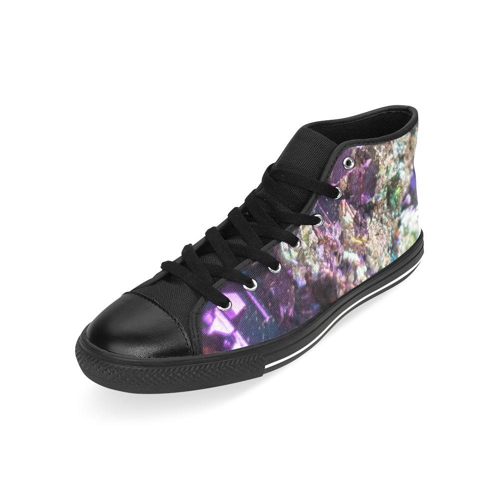 Purple green and blue crystal stone texture Men’s Classic High Top Canvas Shoes /Large Size (Model 017)