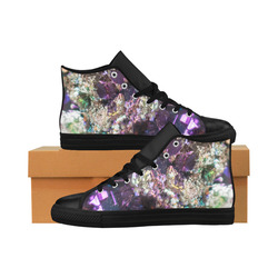 Purple green and blue crystal stone texture Aquila High Top Microfiber Leather Men's Shoes (Model 032)