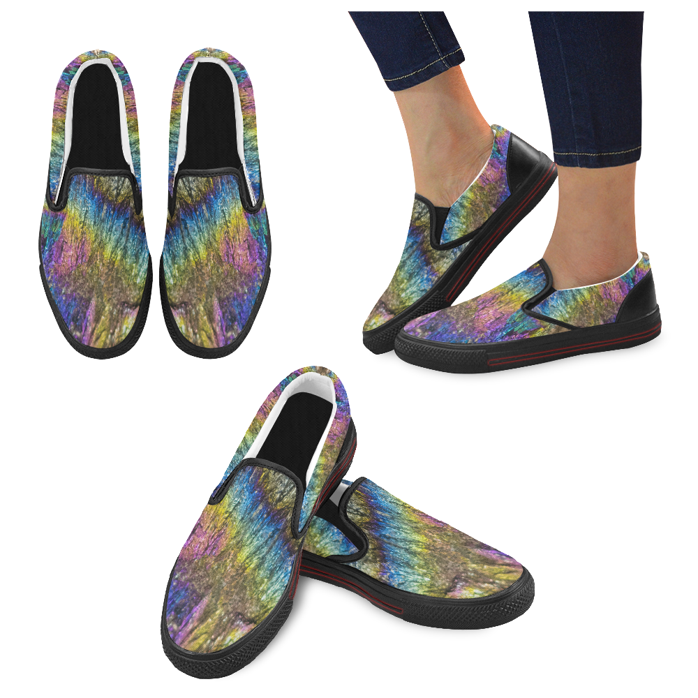 Colorful stone texture Men's Slip-on Canvas Shoes (Model 019)