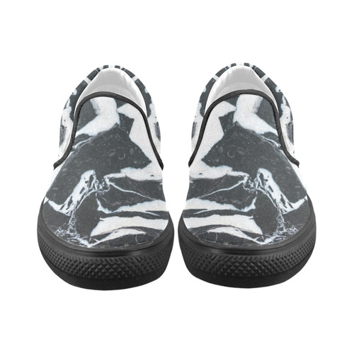 Black and white marble stone texture Men's Slip-on Canvas Shoes (Model 019)