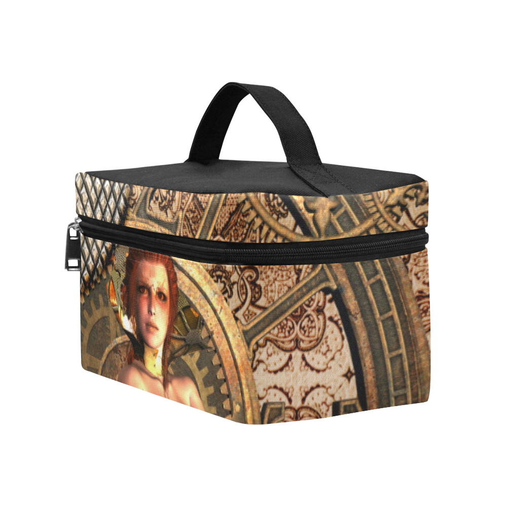 Steampunk lady with gears and clocks Cosmetic Bag/Large (Model 1658)