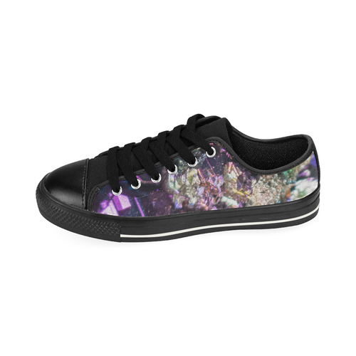 Purple green and blue crystal stone texture Low Top Canvas Shoes for Kid (Model 018)