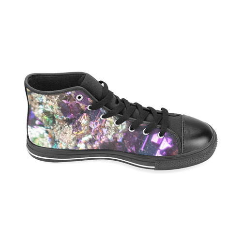 Purple green and blue crystal stone texture Men’s Classic High Top Canvas Shoes /Large Size (Model 017)