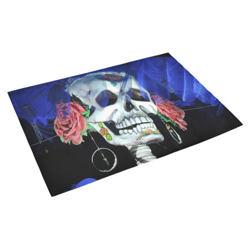 Sugar Skull and Roses Azalea Doormat 30" x 18" (Sponge Material)
