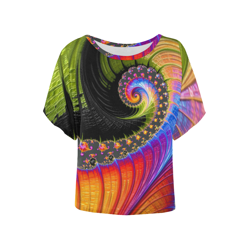 Fractal20160907_by_JAMColors Women's Batwing-Sleeved Blouse T shirt (Model T44)