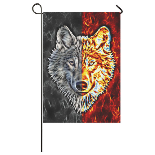 A Graceful WOLF Looks Into Your Eyes Two-colored Garden Flag 28''x40'' （Without Flagpole）