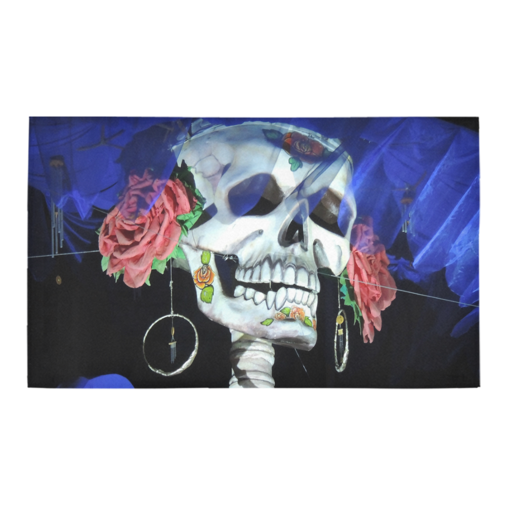 Sugar Skull and Roses Azalea Doormat 30" x 18" (Sponge Material)