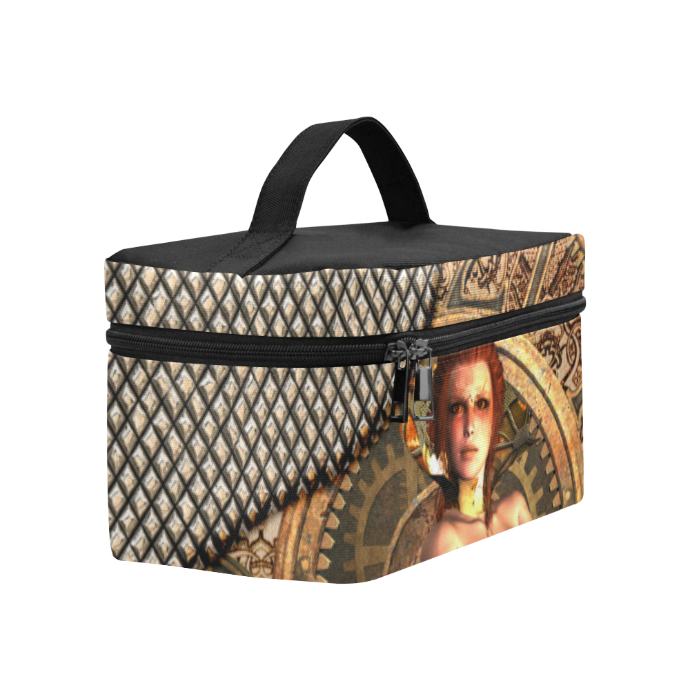 Steampunk lady with gears and clocks Cosmetic Bag/Large (Model 1658)