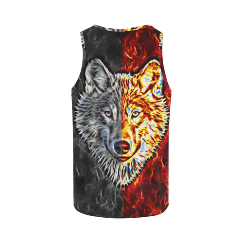 A Graceful WOLF Looks Into Your Eyes Two-colored All Over Print Tank Top for Men (Model T43)