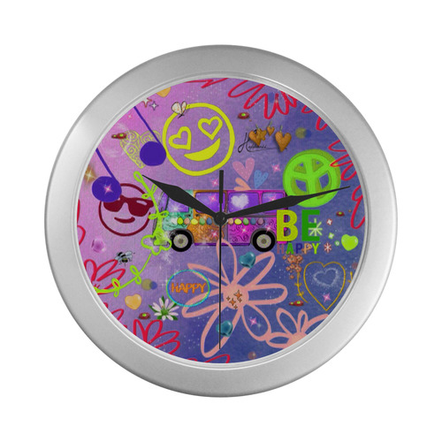 Summer of Love 1969 B by JamColors Silver Color Wall Clock