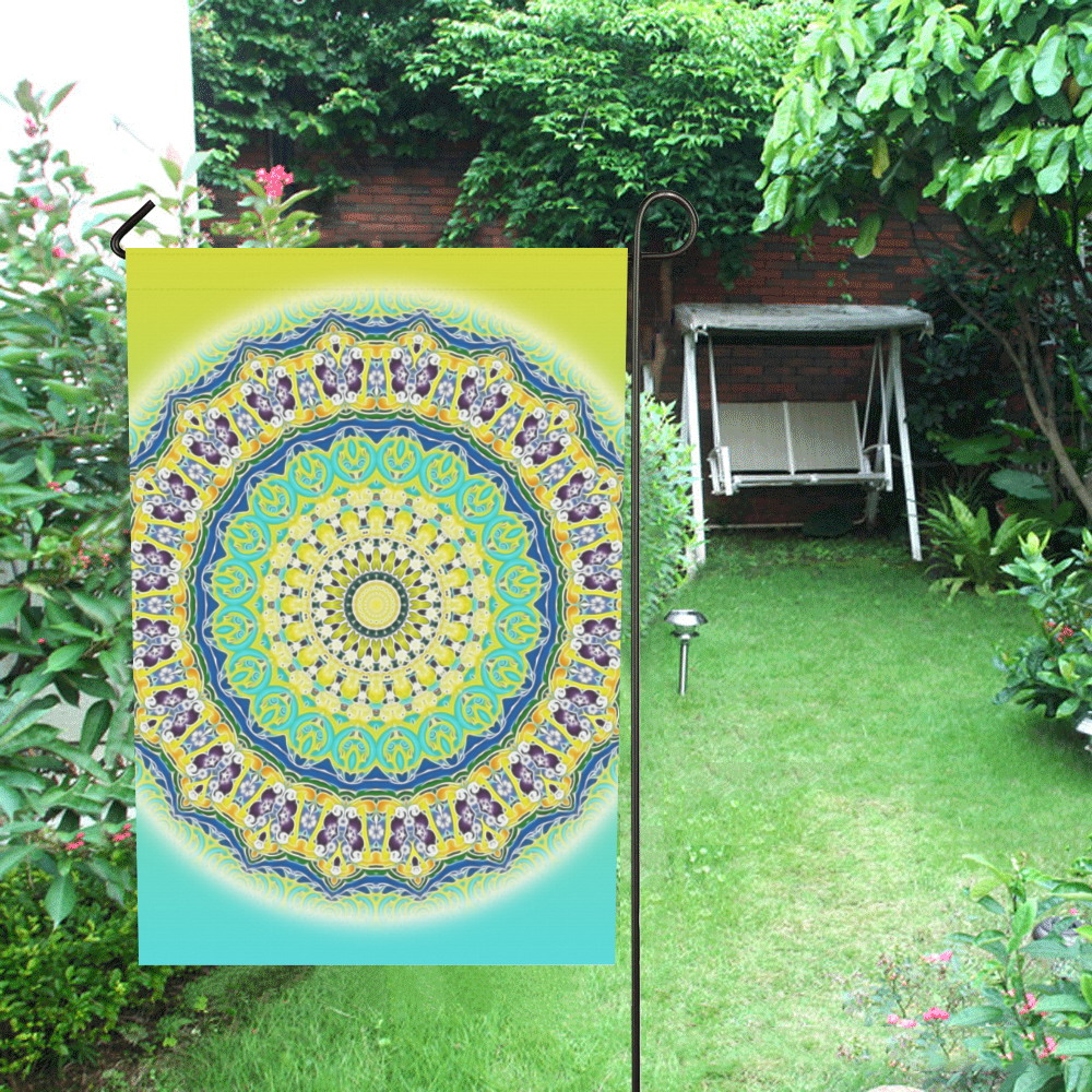Power Mandala - Blue Green Yellow Lilac Garden Flag 28''x40'' （Without Flagpole）