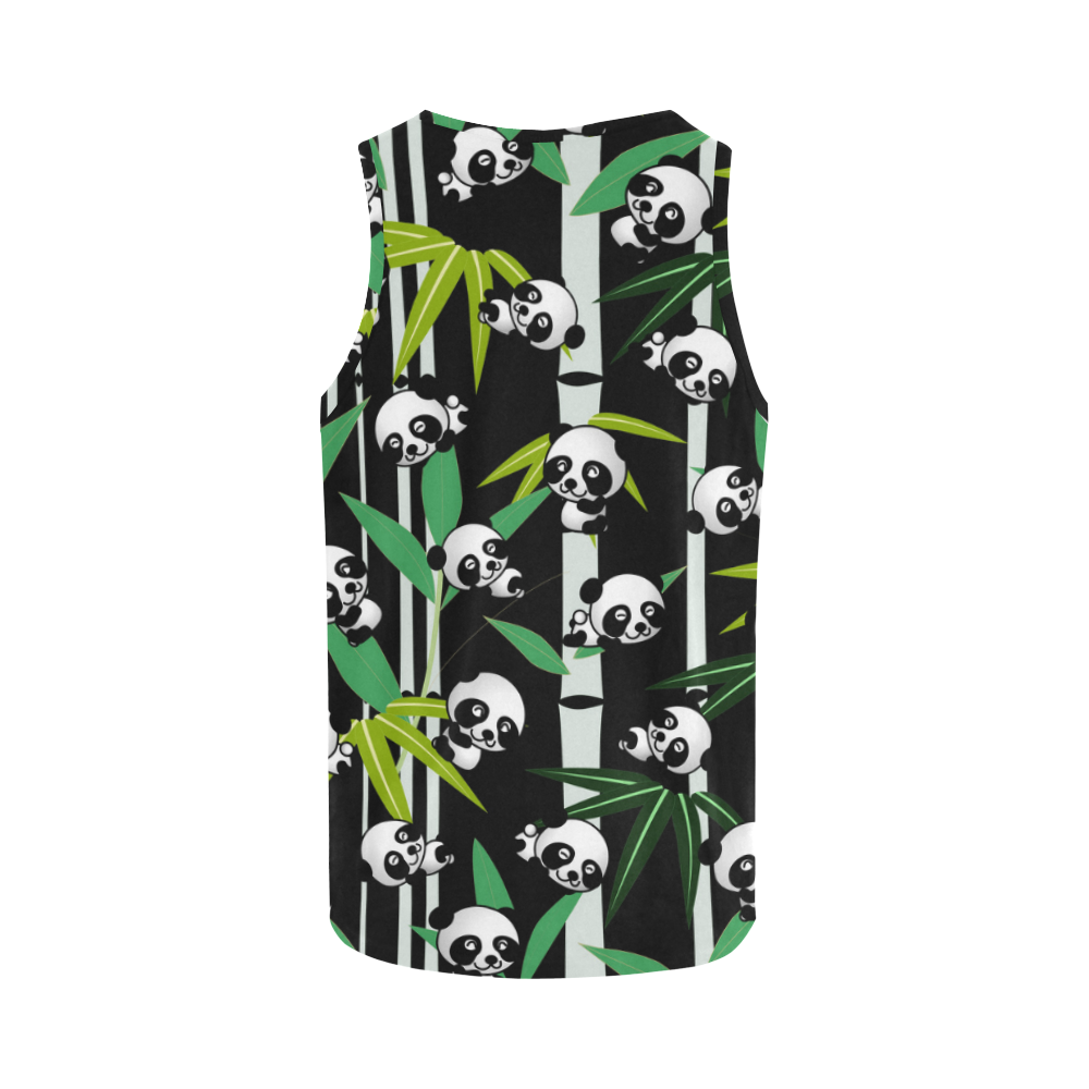 Satisfied and Happy Panda Babies on Bamboo All Over Print Tank Top for Men (Model T43)