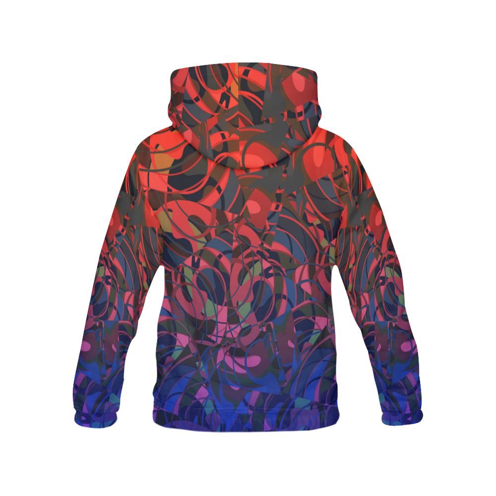 Hot Summer Nights Abstract - Blue and Deep Red All Over Print Hoodie for Women (USA Size) (Model H13)