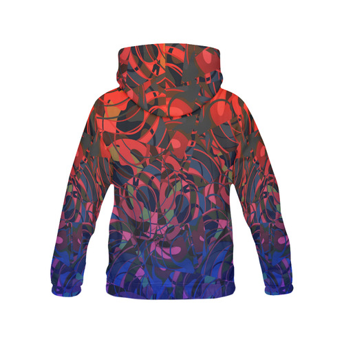 Hot Summer Nights Abstract - Blue and Deep Red All Over Print Hoodie for Women (USA Size) (Model H13)