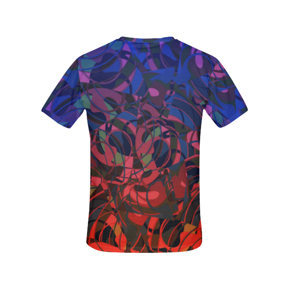 Hot and Cold Abstract - Blue and Deep Red All Over Print T-Shirt for Women (USA Size) (Model T40)