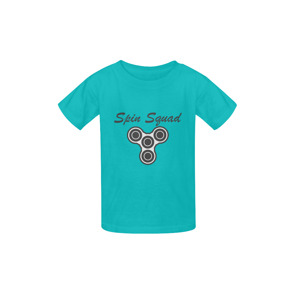 Spin Squad gray on teal Kid's  Classic T-shirt (Model T22)