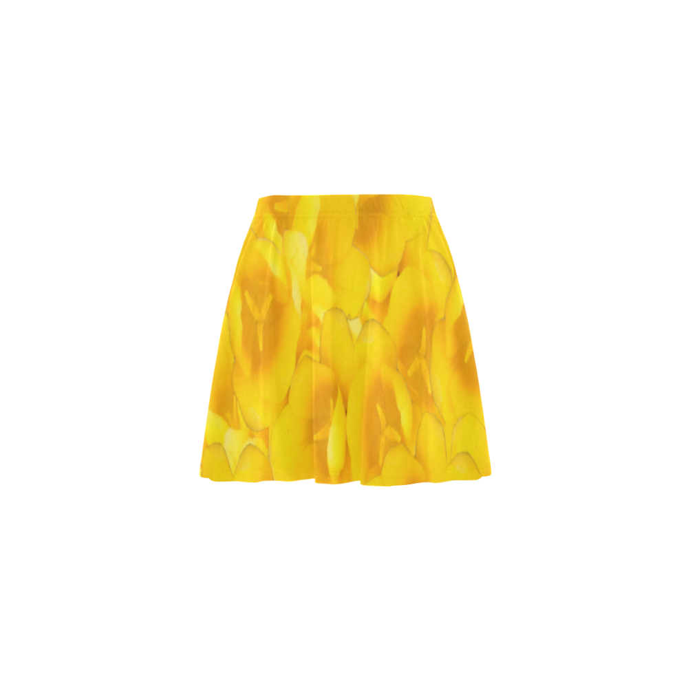 Tangerine Yellow Tulips Mini Skating Skirt (Model D36)