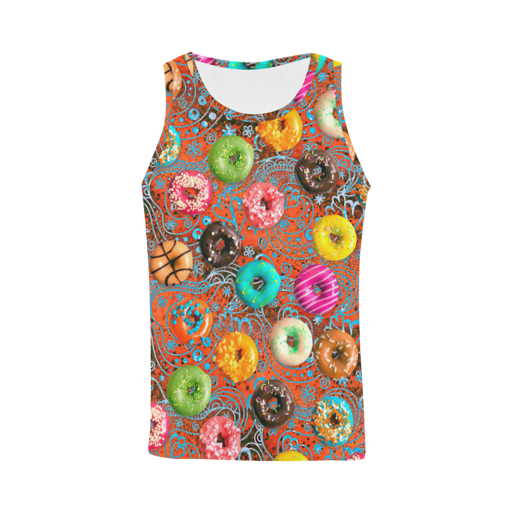 Colorful Yummy Donuts Hearts Ornaments Pattern All Over Print Tank Top for Men (Model T43)