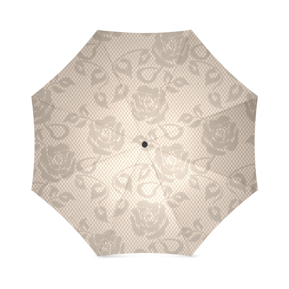 Brown Roses, Rose Flowers, Lace Effect, Floral Pattern Foldable Umbrella (Model U01)