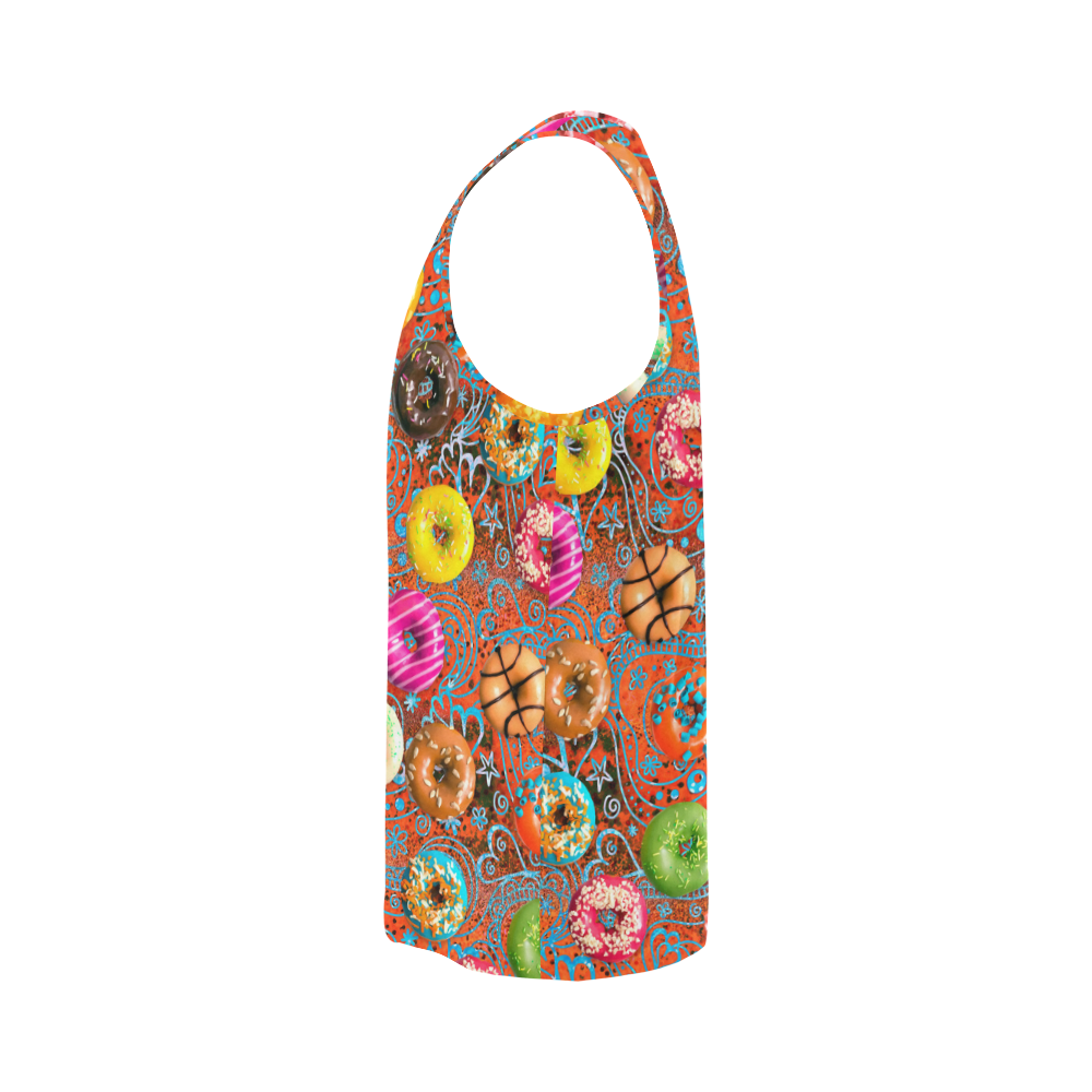 Colorful Yummy Donuts Hearts Ornaments Pattern All Over Print Tank Top for Men (Model T43)