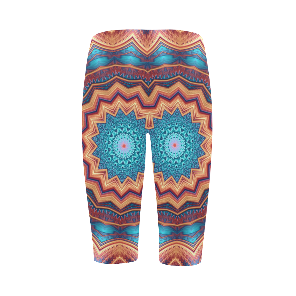 Blue Feather Mandala Hestia Cropped Leggings (Model L03)