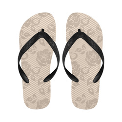 Brown Roses, Rose Flowers, Lace Effect, Floral Pattern Flip Flops for Men/Women (Model 040)